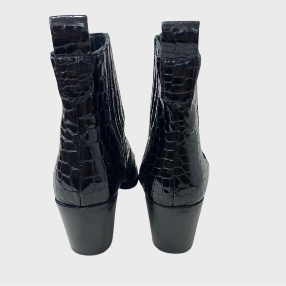 Tony Bianco Black Croc Patent Leather Boots Size 8 - Picture 4 of 7